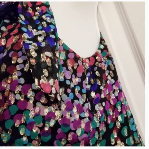 Kate Spade Multicolor metallic dot top blouse bow size large nwot - Picture 8 of 10
